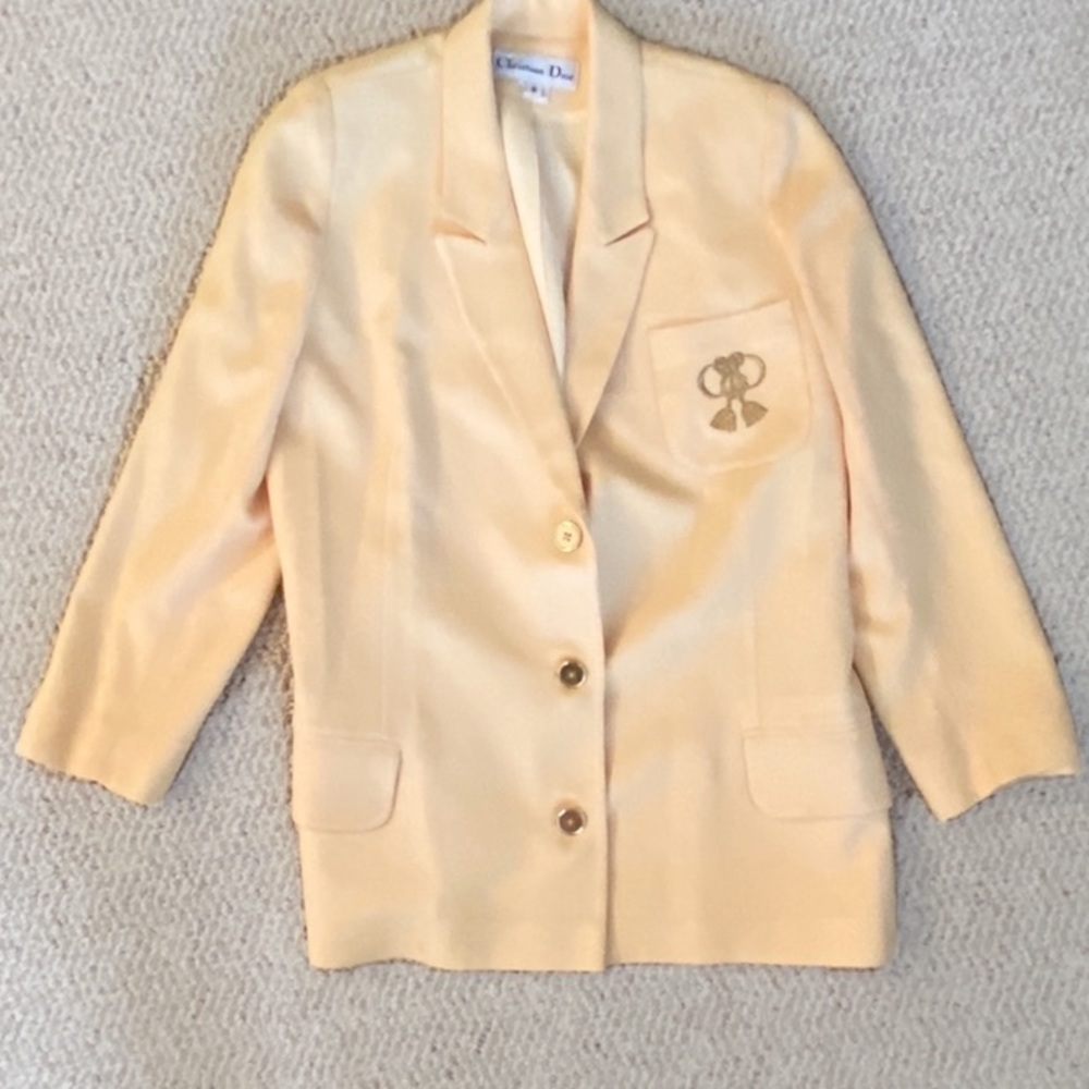 Christian Dior 30 MONTAIGNE BAR JACKET Blazer Sz. 6 pale yellow